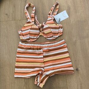 Dippin’ Daisy’s Farrah shorts/underwire Faye bikini set bottom XS/S top